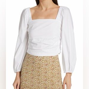 Veronica Beard Kayla Puff Sleeve Square Neck Top